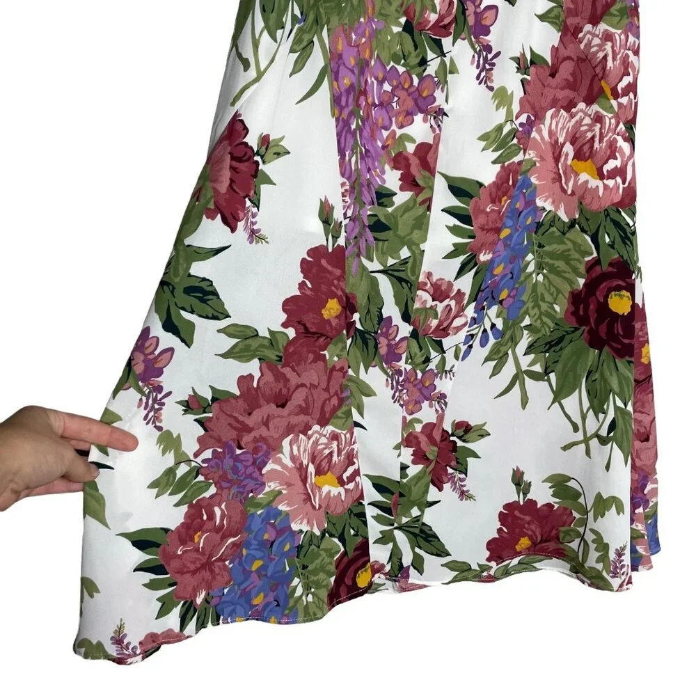 Show Me Your Mumu Tea Party Midi Skirt Size Small Floral Green Pink SMYM